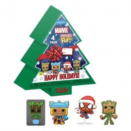 Marvel Holiday 2022 Pocket POP! Vinyl klúčenkas 4-Pack Tree Holiday Box 4 cm